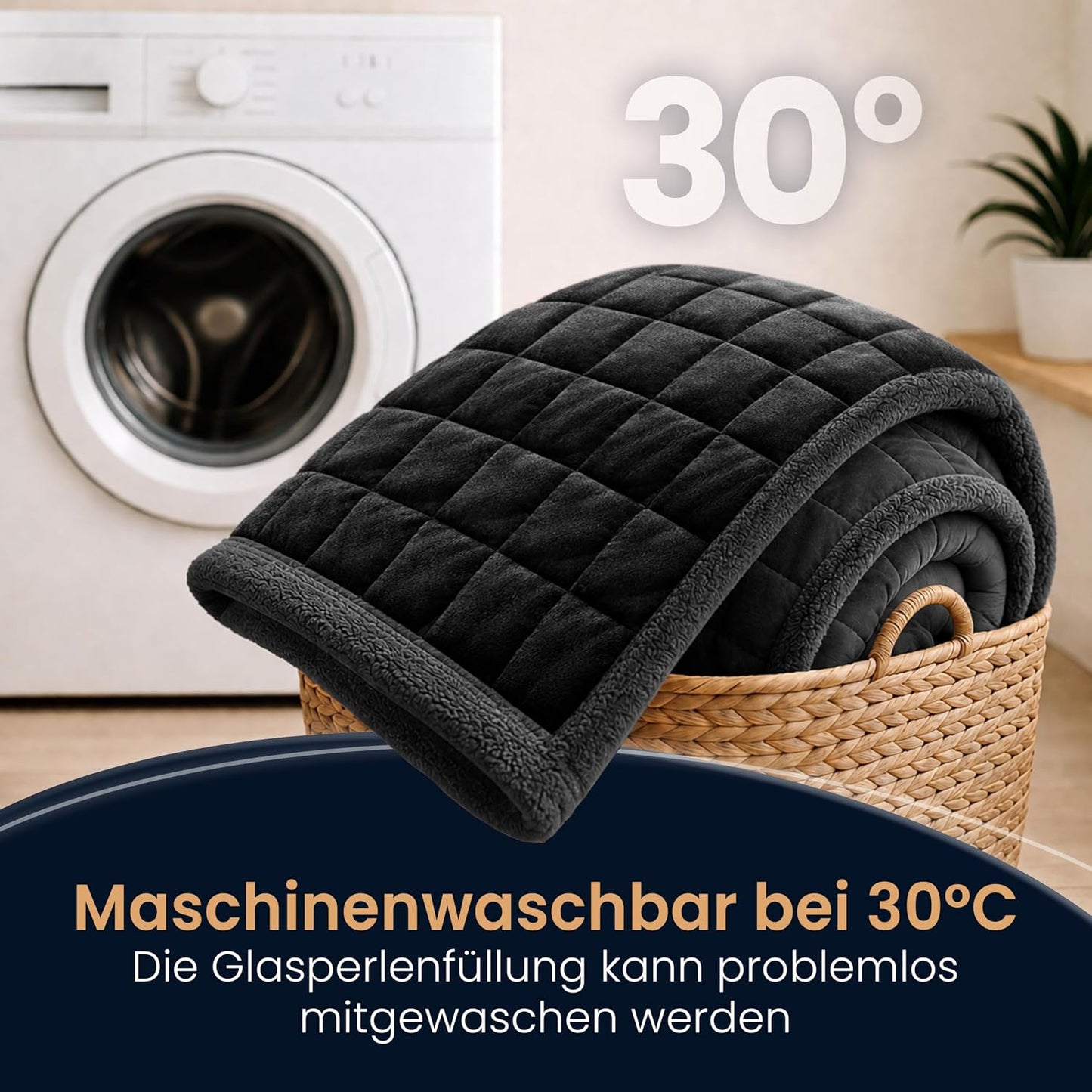 Sherpa Fleece Gewichtsdecke, 11 kg, Schwarz 155 x 220 cm 11 Kilogramm