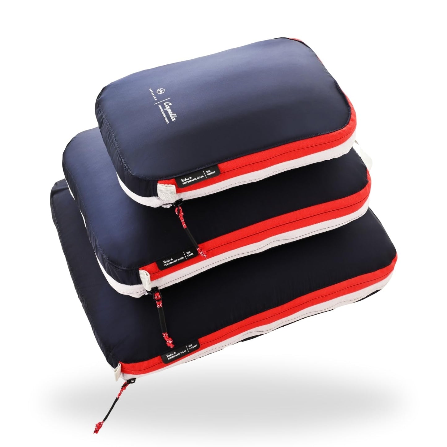 3er-Set Packtaschen mit Kompression, Blau / Grau