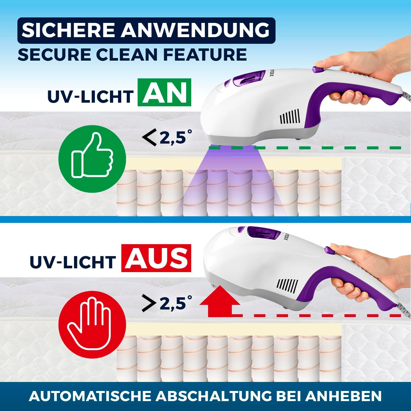 Milbensauger mit UV-C-Licht & EPA-Filter, Classic + 2 Filter Lila