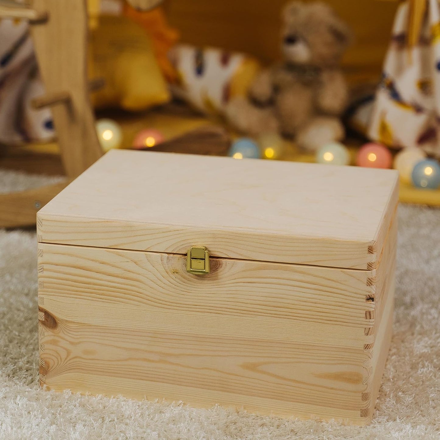 Holzkiste mit Deckel & Schloss, 40 x 30 x 24cm | XL