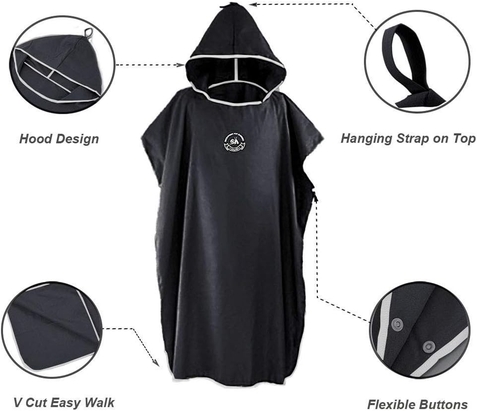 Badeponcho mit Kapuze, Schwarz