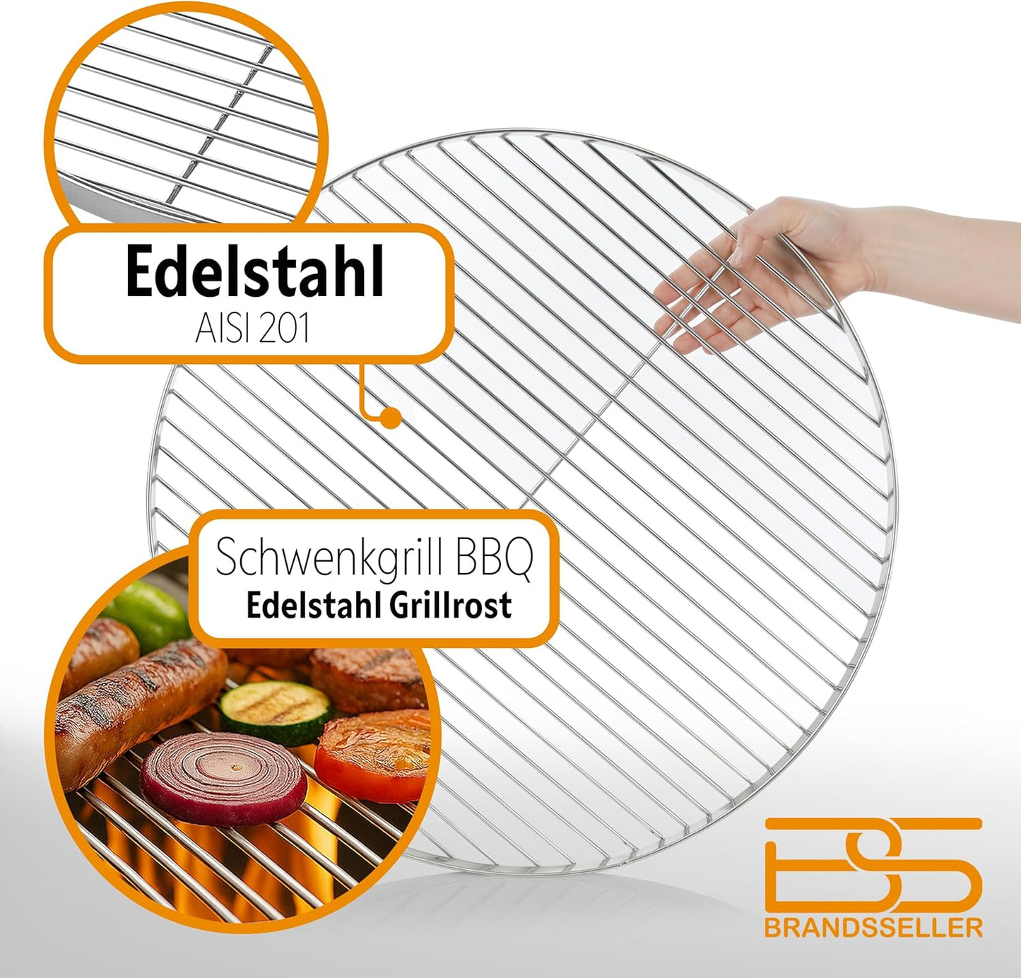 Edelstahl Grillrost, Rund: Ø 60 cm