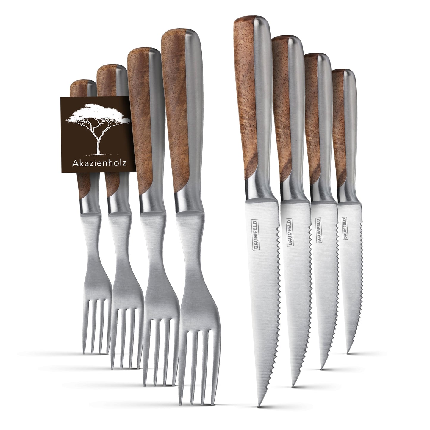 Pizza- und Steakbesteck-Set, 8 teilig Edelstahl