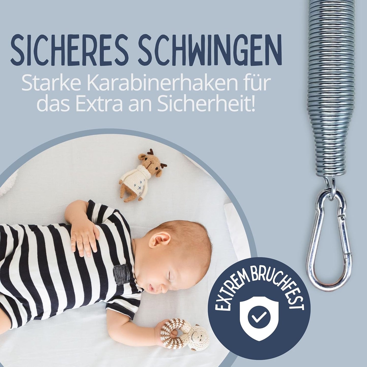 Schwingfeder-Set für Babywiege mit Karabinern