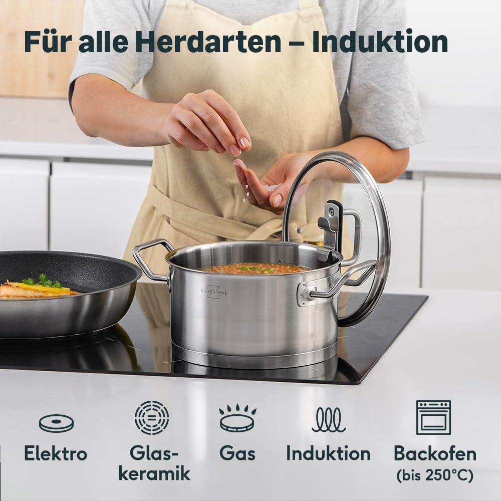 2-teiliges Kochtopfset für alle Herdarten inkl. Induktion & Ofenfest, 2er Set