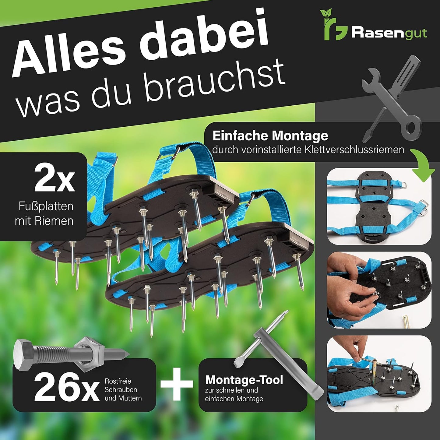 Nagelschuhe zur Rasenbelüftung