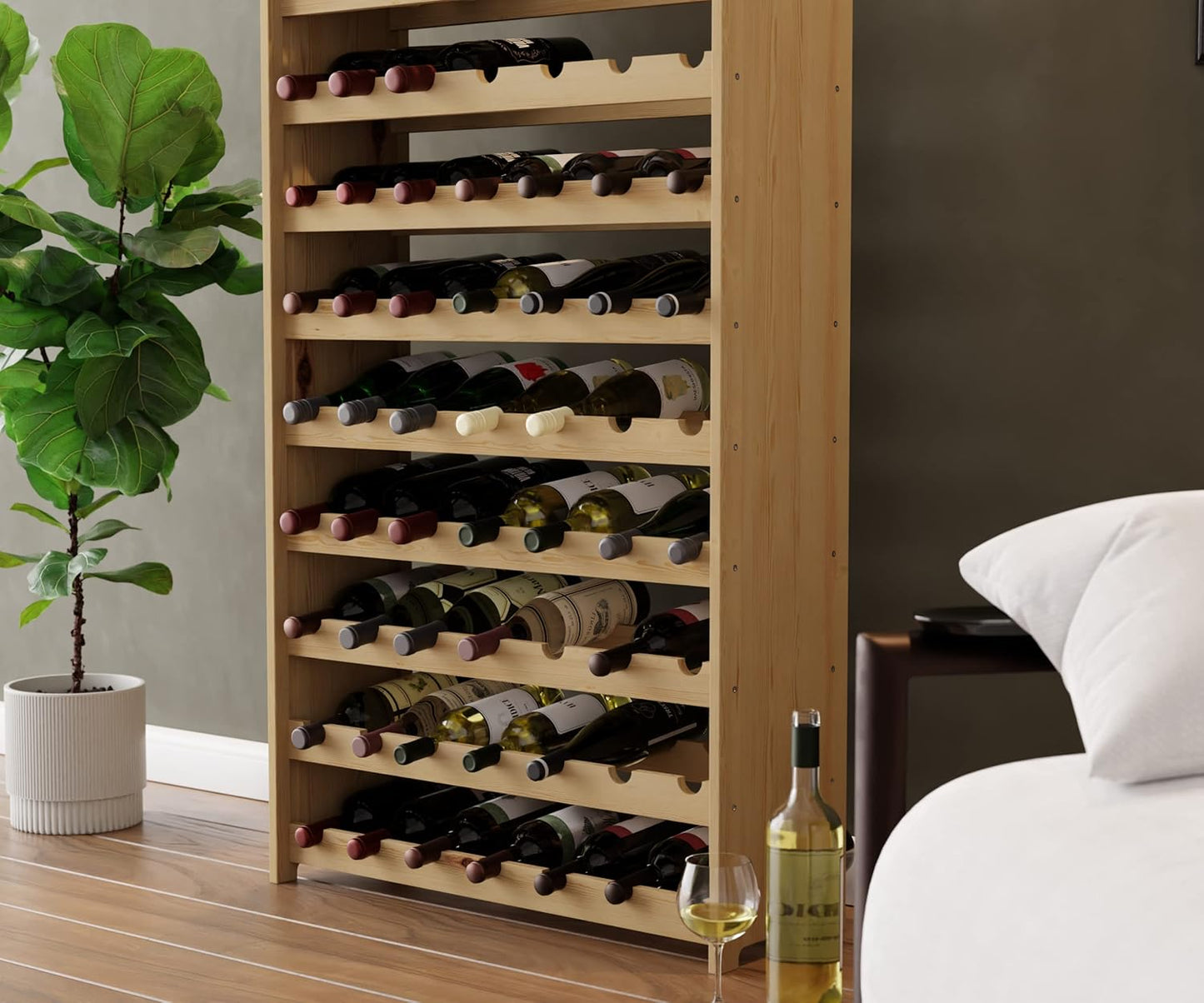Weinregal Serie RW-3 für 77 Flaschen, RW-3-77, 145 x 72 x 26,5, für 77 Flaschen; Natur
