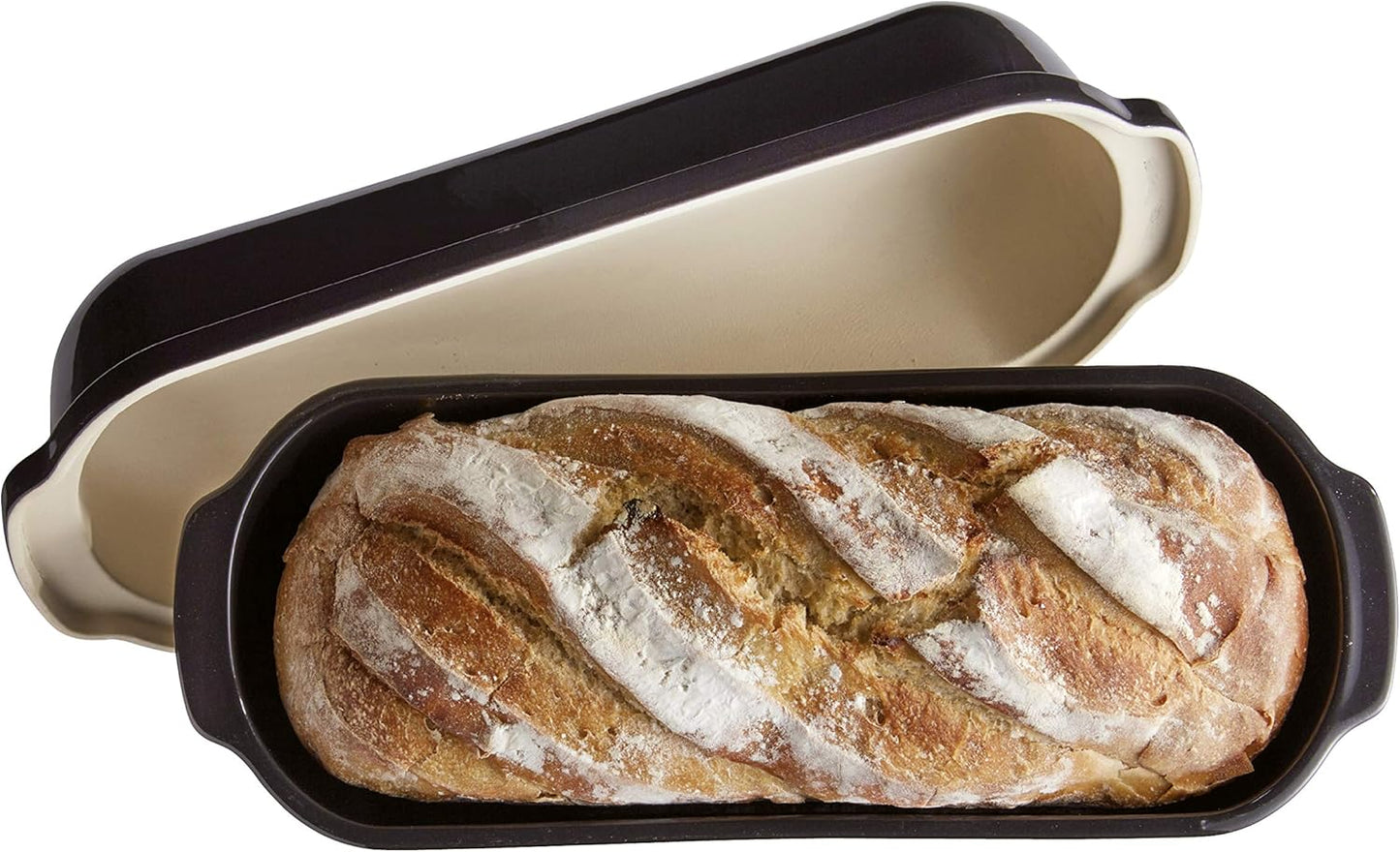 Bauernbrot-Backform aus Keramik, Kohle Single
