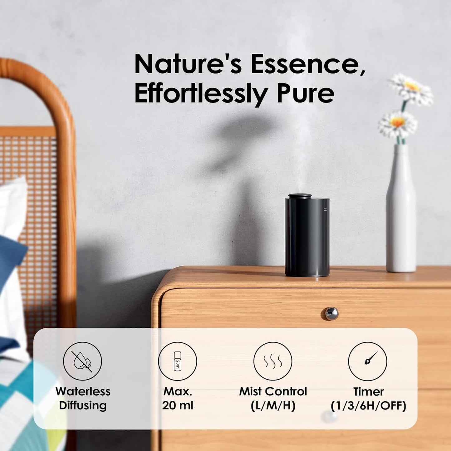 Tragbarer Wasserloser Aroma-Diffuser AN6 mit Timer, 1-schwarz