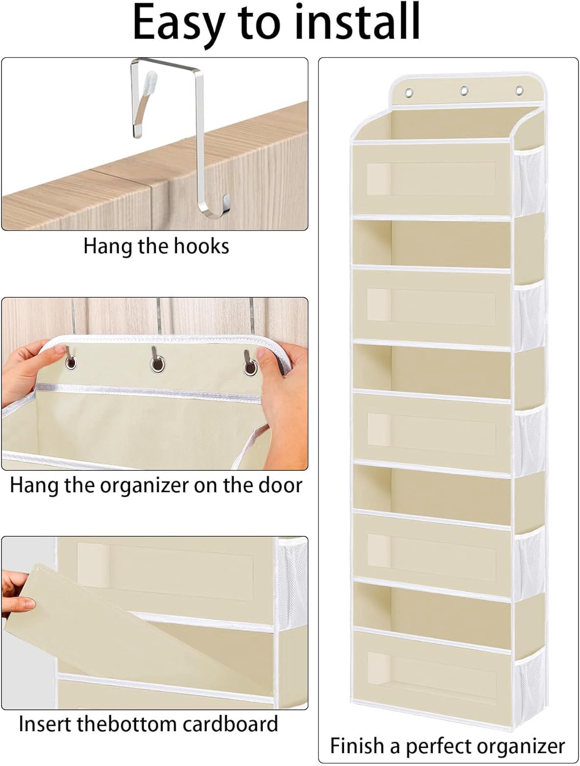 Hängeorganizer mit 5 Fächern (faltbar), 1 Stück Beige