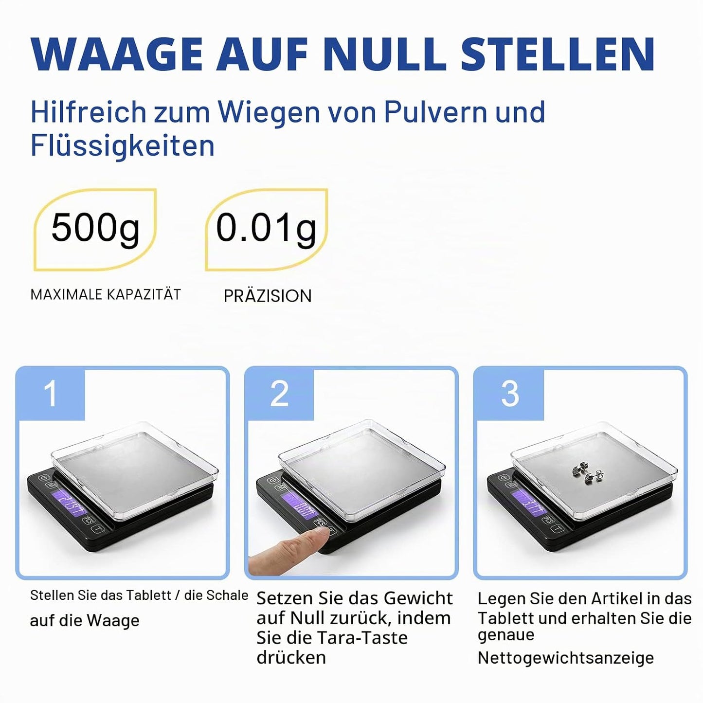 Digitale Präzisions-Küchenwaage EG-5001, 500.0 Gramm