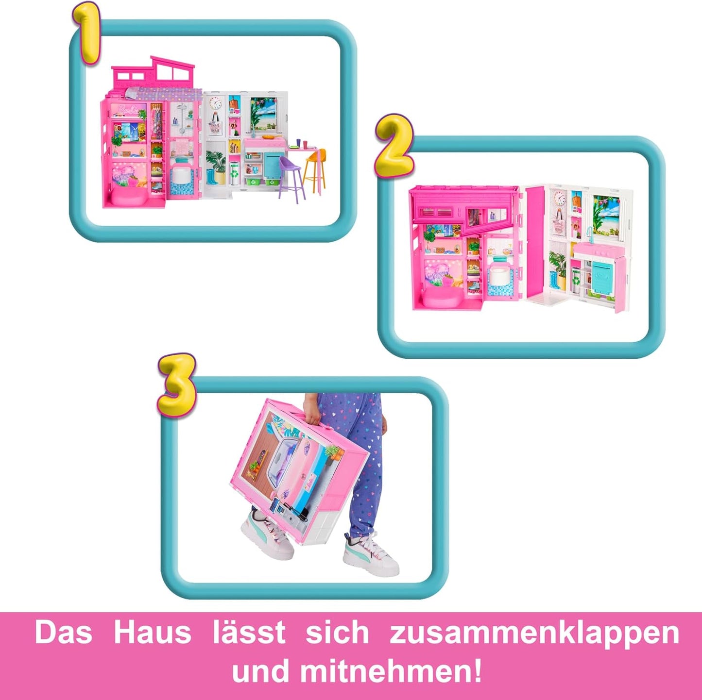 Puppenhaus Spielset Ferienhaus mit 4 Spielbereichen