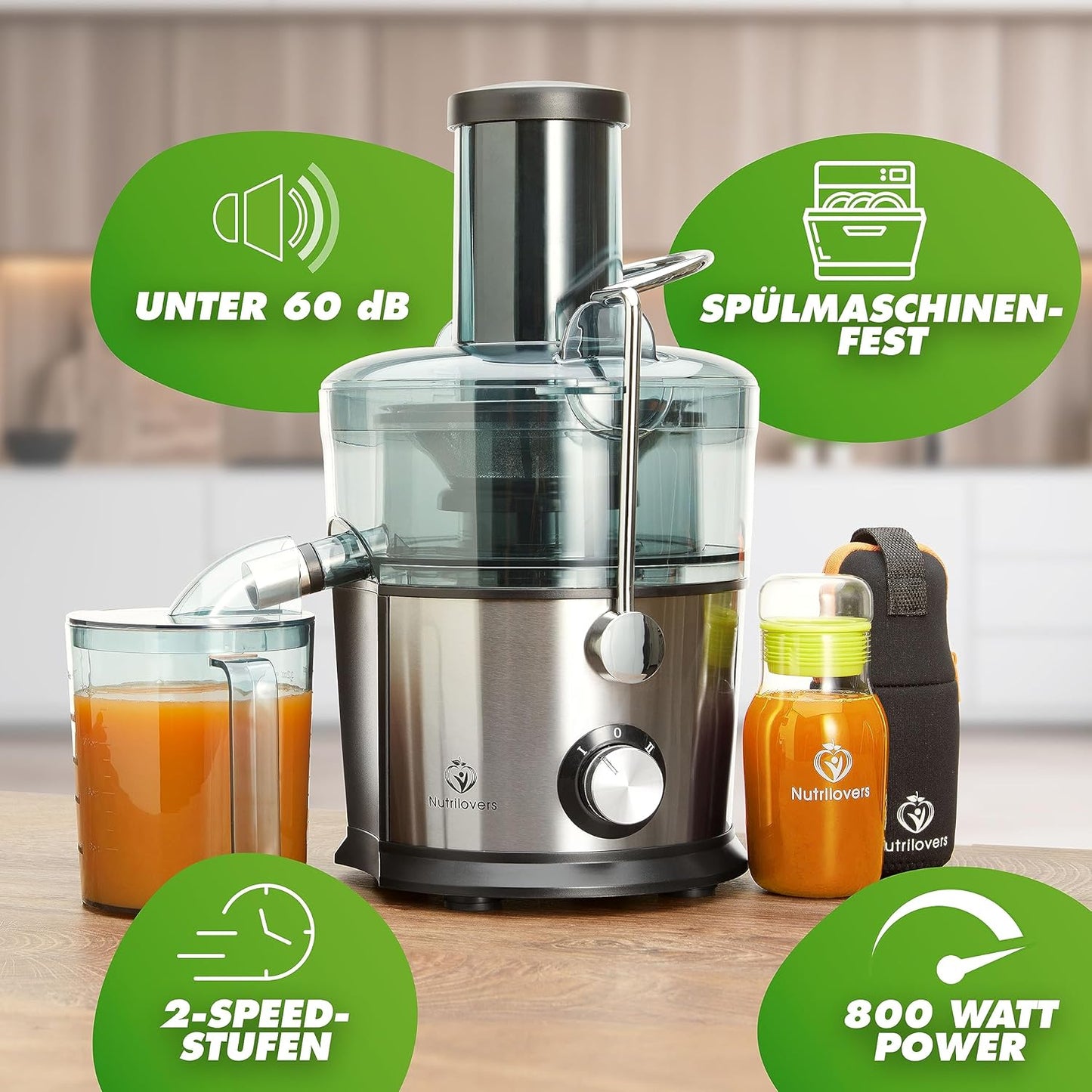 Quick-Juicer, Edelstahl XXL-Einfüllöffnung