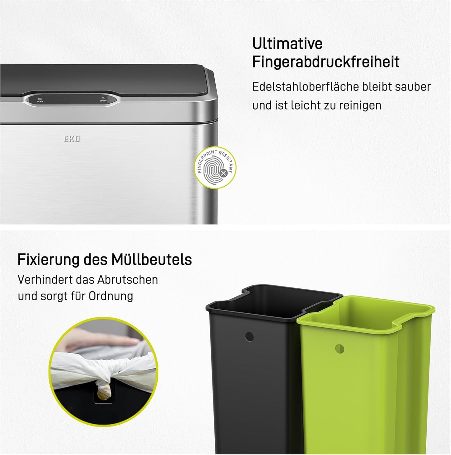 Mirage Mülleimer mit Sensor, 20+20 Liter
