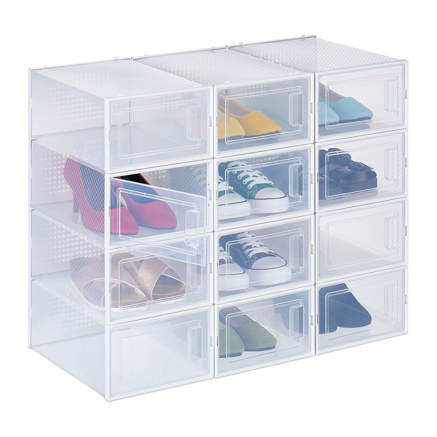 Schuhorganizer 12er Pack, stapelbare Schuhboxen