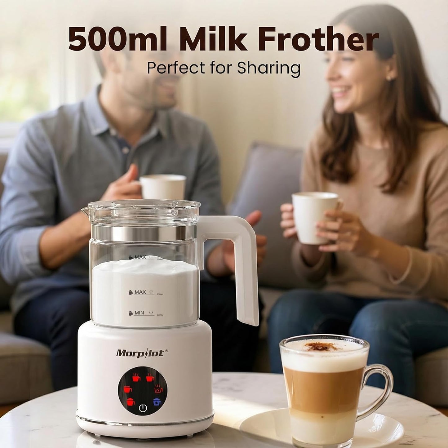 6-in-1 Milchaufschäumer, 500ml Weiss