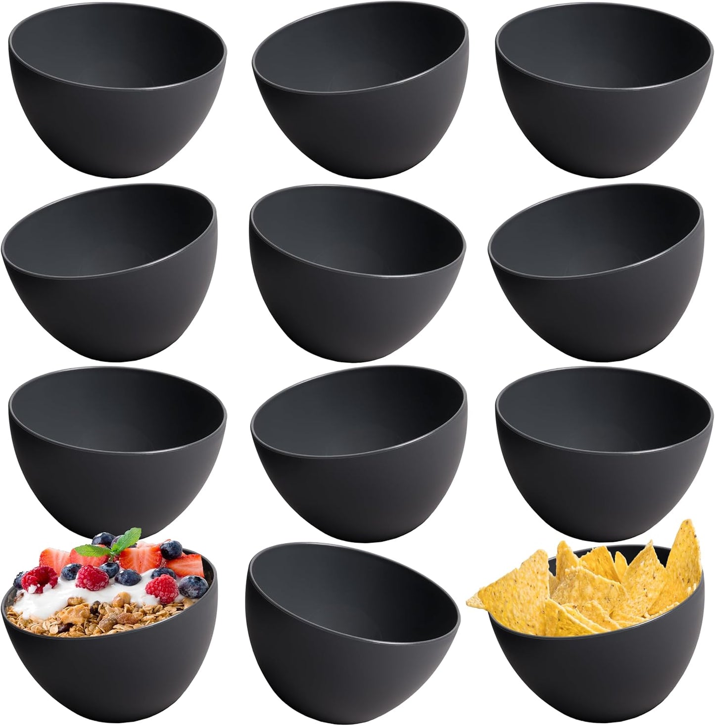 12er-Set Müslischalen, 12 x 750 ml Anthrazit Schwarz