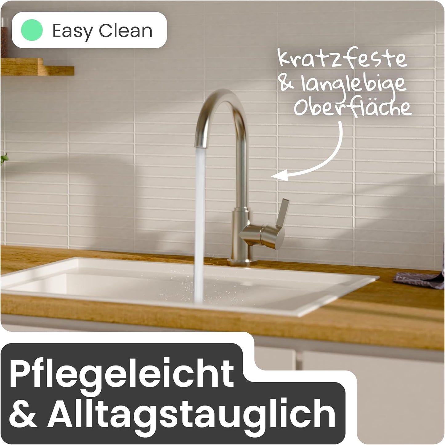 Leona Küchenarmatur 360° schwenkbar Edelstahl, Edelstahl-optik