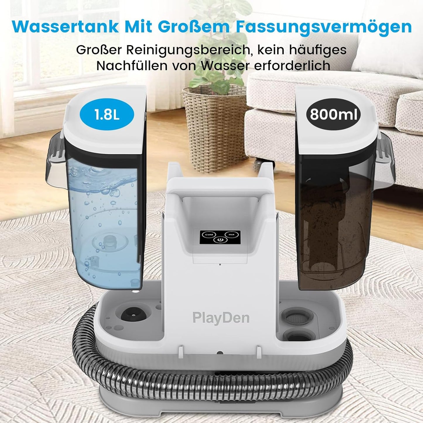 Polsterreiniger mit Tierhaarbürste, Weissgrau