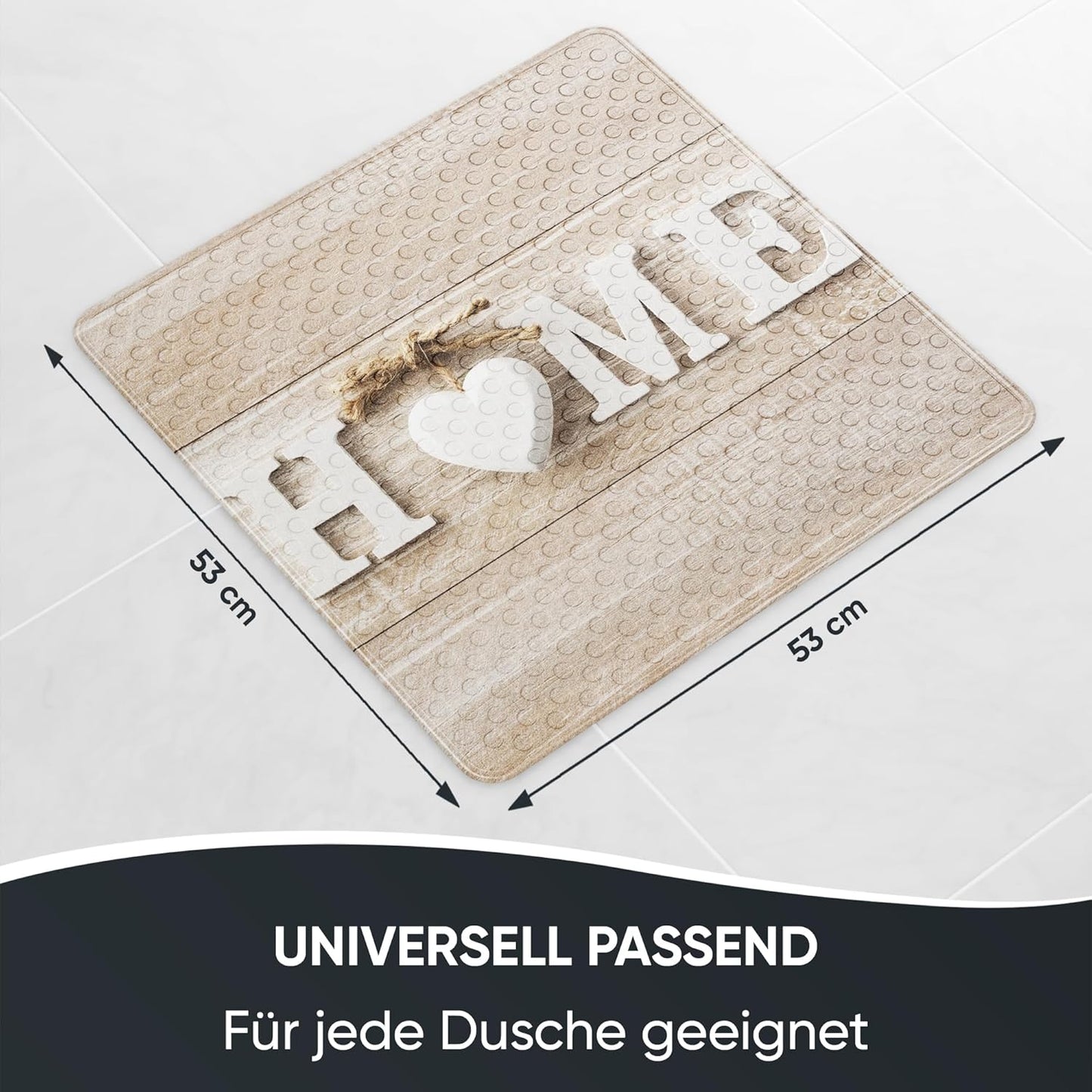 Badematte rutschfest 53 x 53 cm, maschinenwaschbar, Home