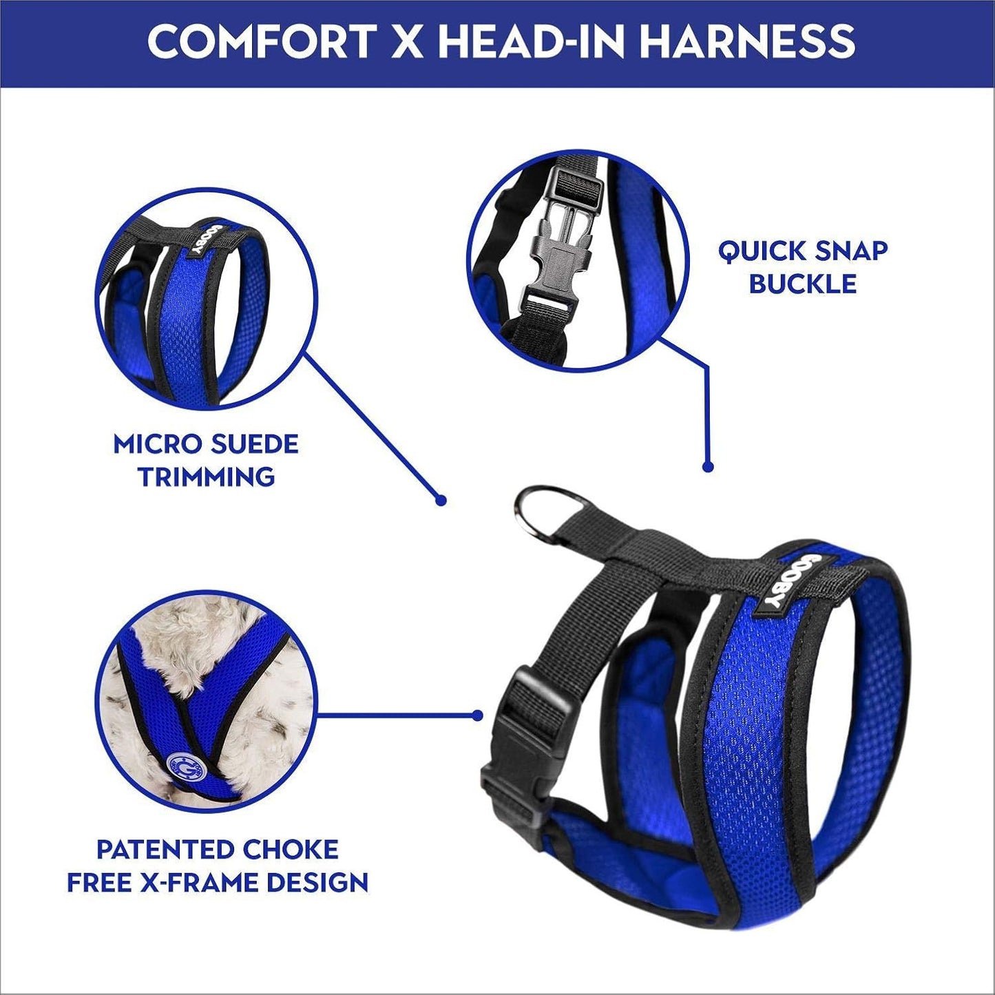 Comfort X Hundegeschirr, Large Chest (17-22.5") / Blau