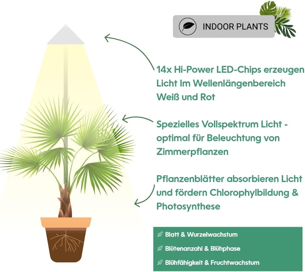Vollspektrum Pflanzenlampe mit Teleskopstab, Weiss