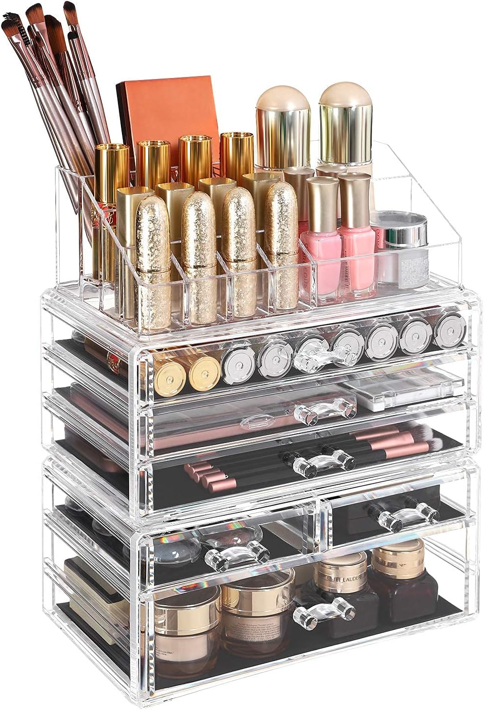 Make-up Organizer mit 6 Schubladen und 15 Fächern, Transparent 5 Tier (30,5H cm)