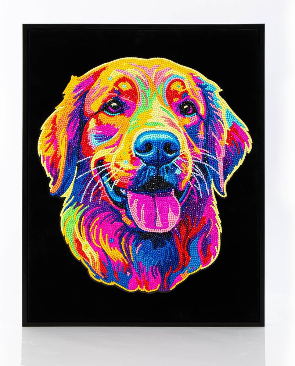Diamond-Painting-Set Neon golden Retriever