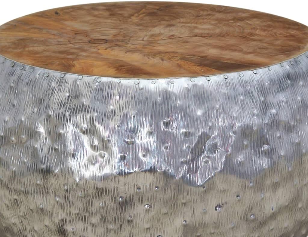 Beistelltisch aus Aluminium & Teak