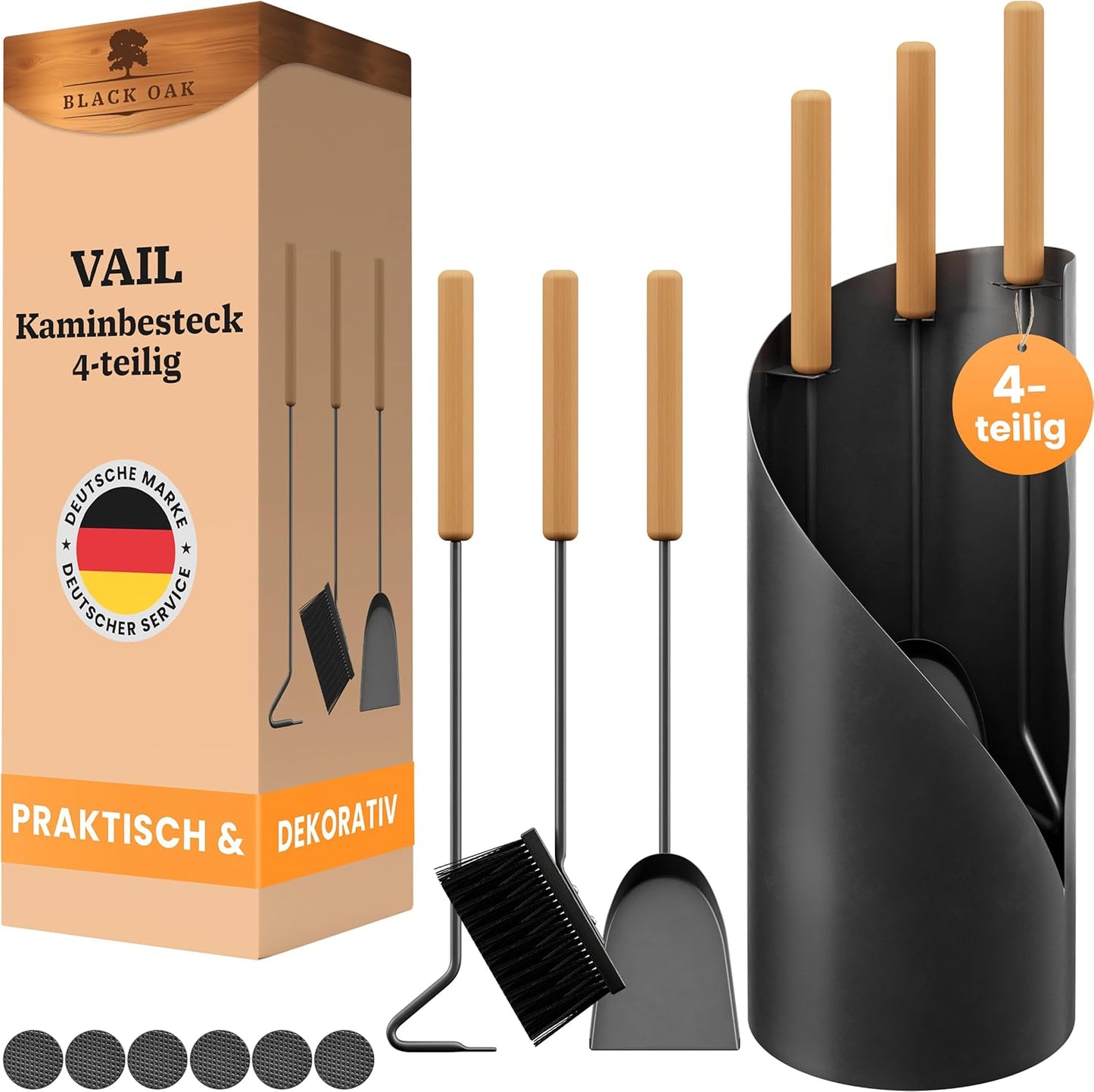 4-teiliges Kaminbesteck-Set Vail, Vail 4-teilig Schwarz
