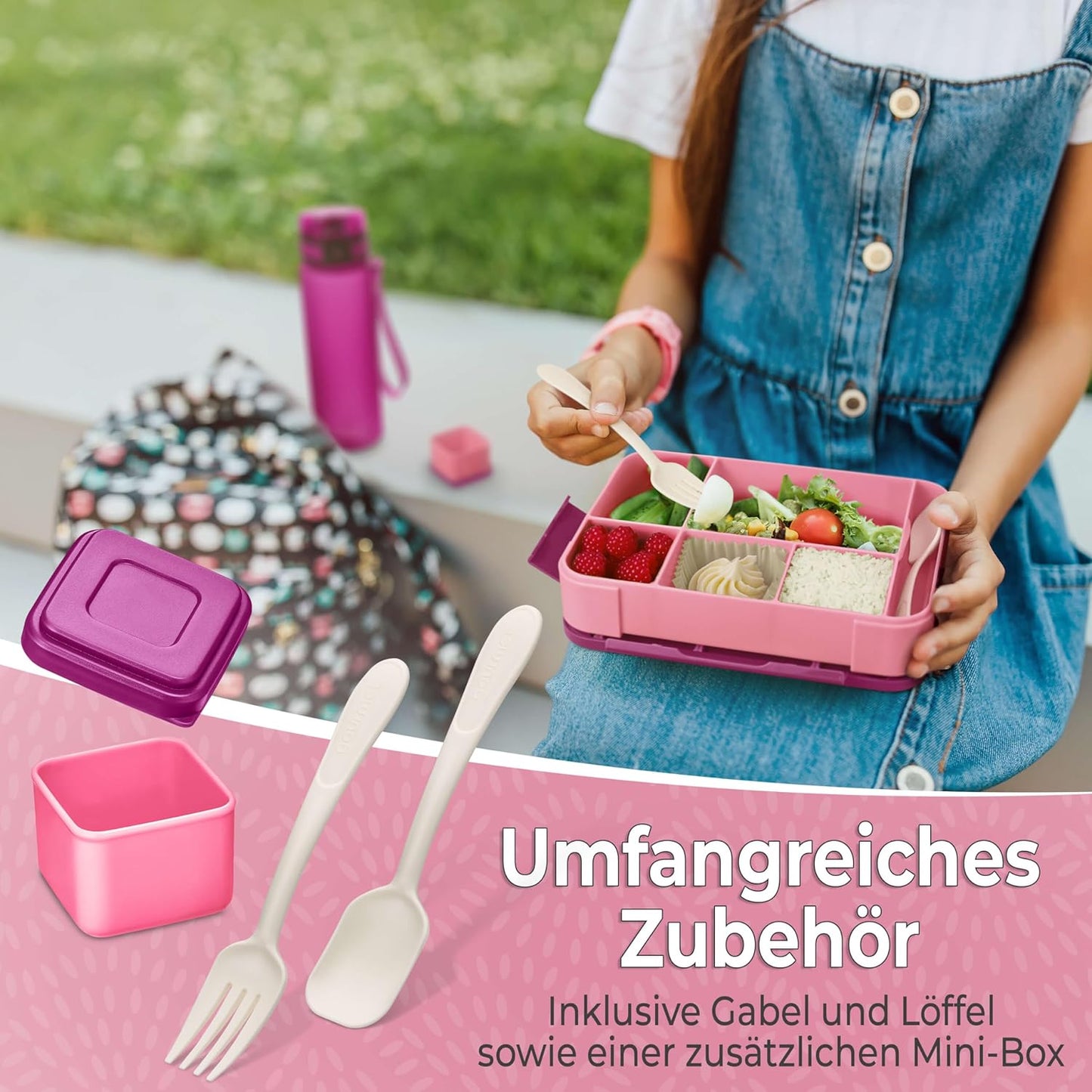 Brotdose für Kinder mit Fächern [LITE], Lila