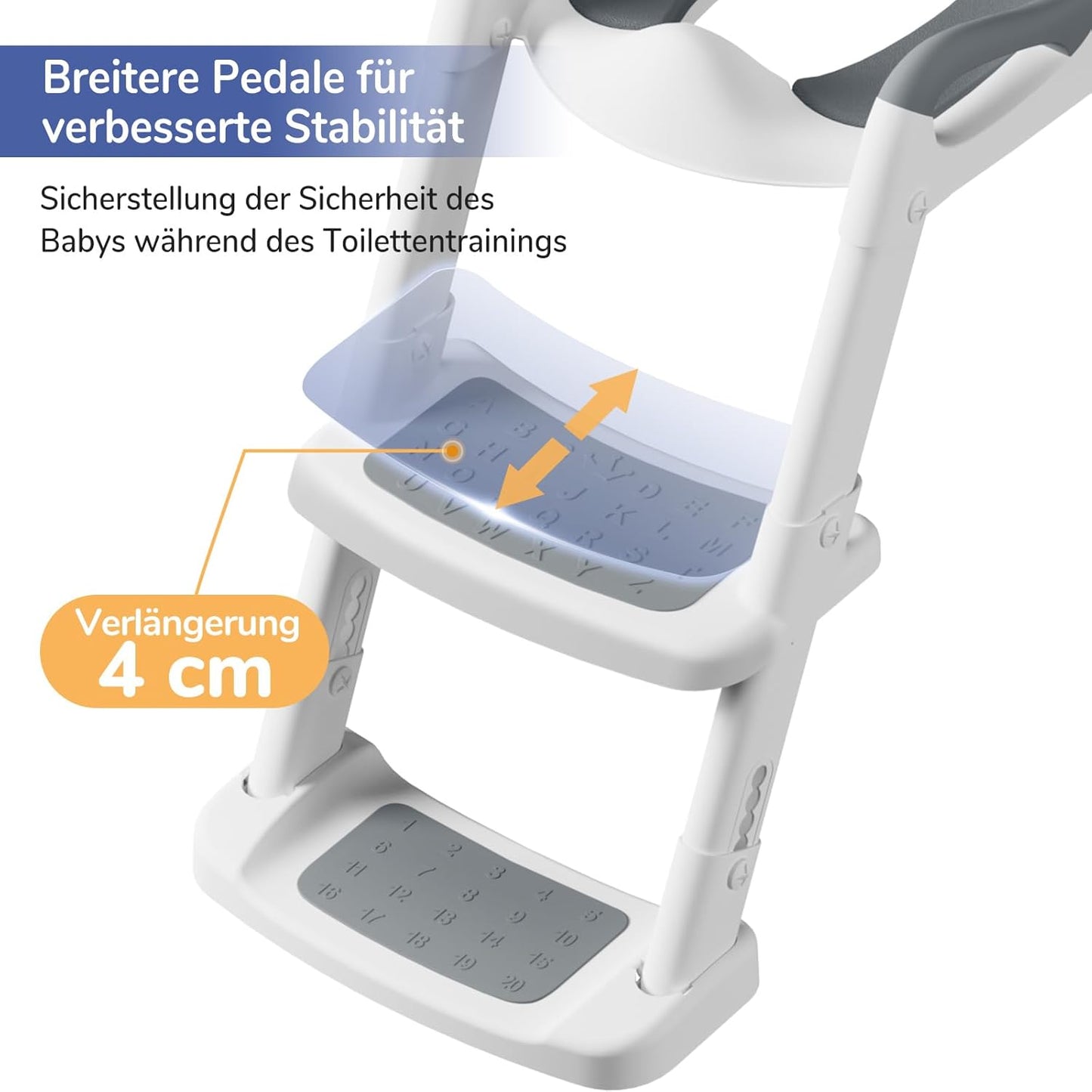 Toilettensitz mit Leiter, Grau
