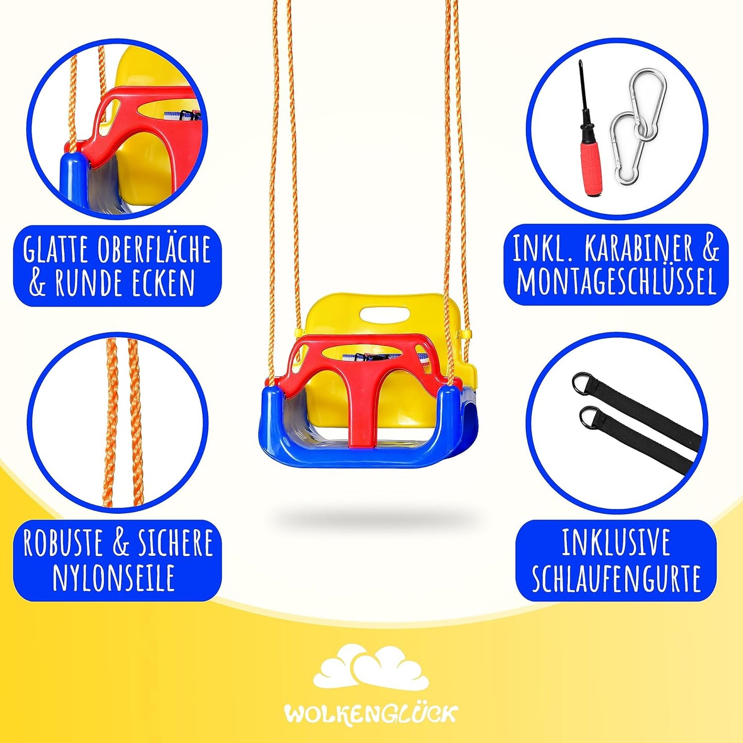 3-in-1 Babyschaukel, Bunt