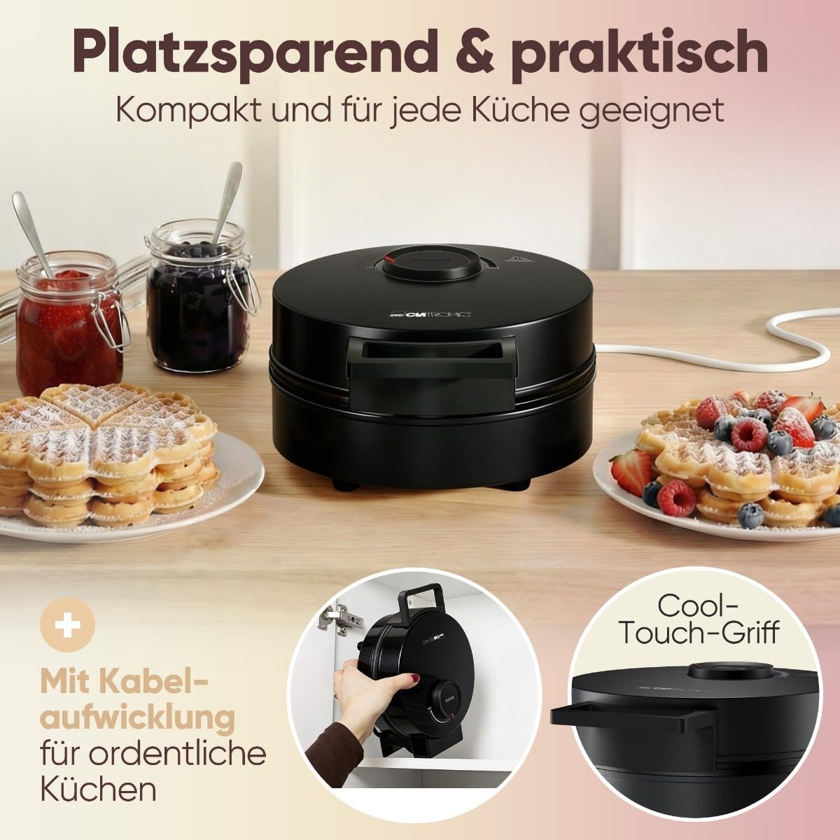 Waffeleisen Herzform, Schwarz
