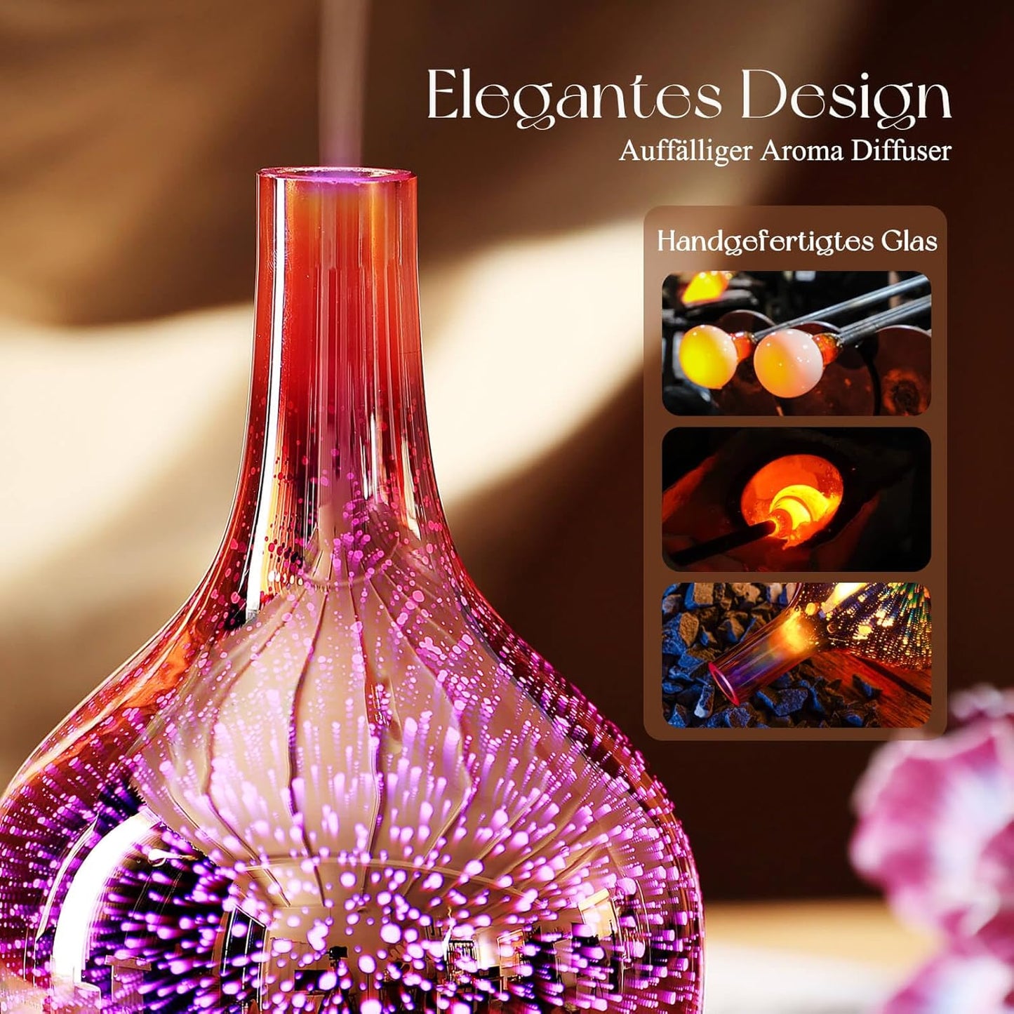 Aroma Diffuser Luftbefeuchter mit 3D Effekt (150ml), Rose Gold
