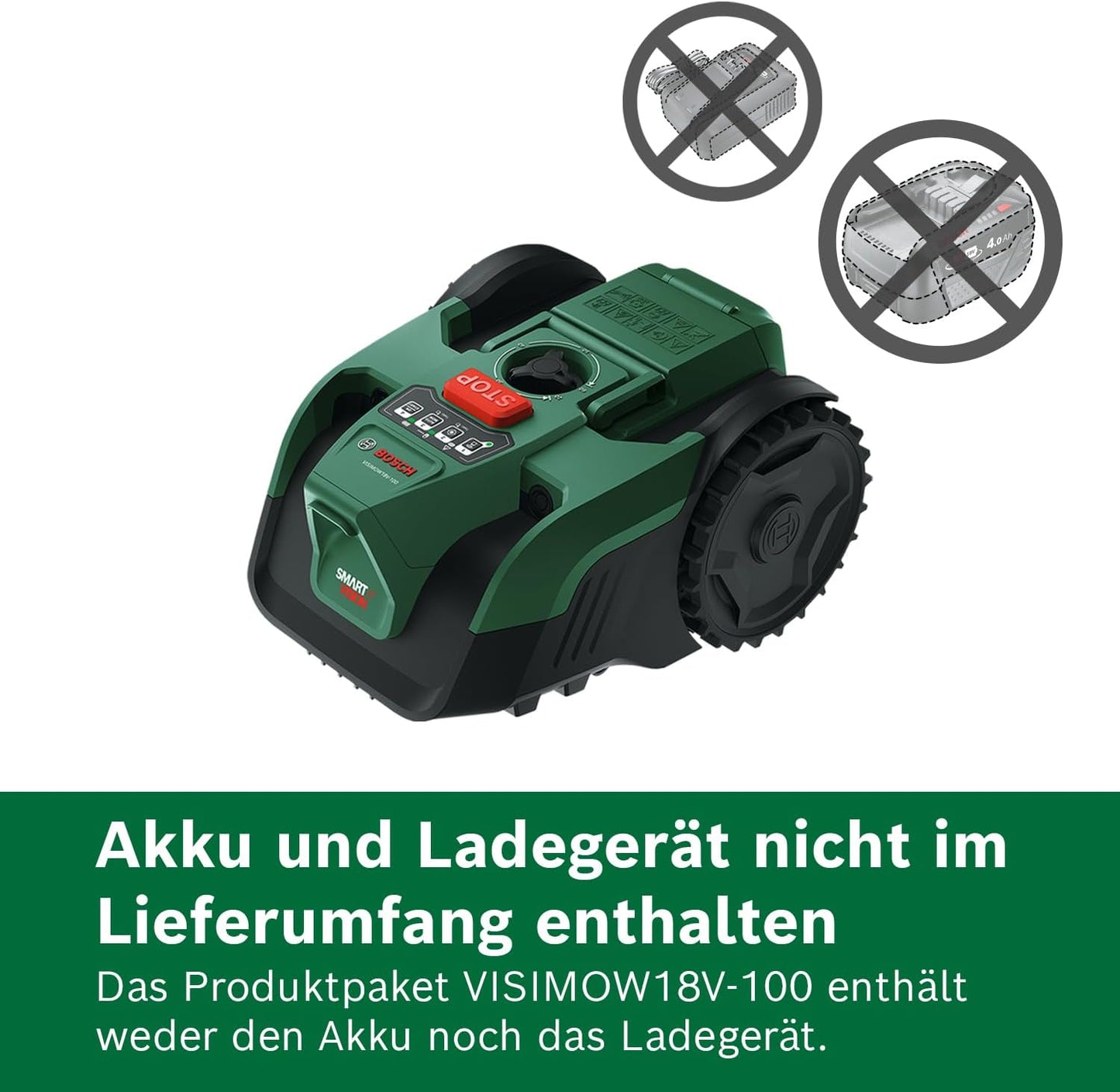 Akku-Mähroboter VisiMow 18V-100 für 100 m² Rasenflächen, ohne Akku und Ladegerät