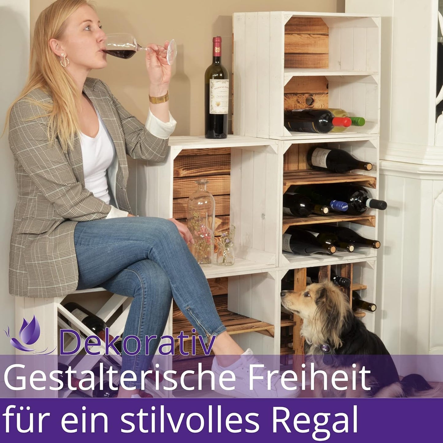 Holz-Weinregal, 1 X Regal