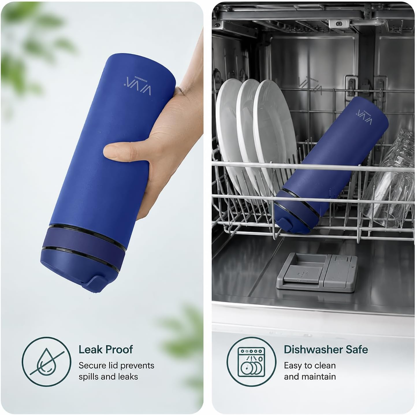 Doppelwandiger Thermobecher mit Sieb, 460 ml, Thermobecher Recharge Pro Blau