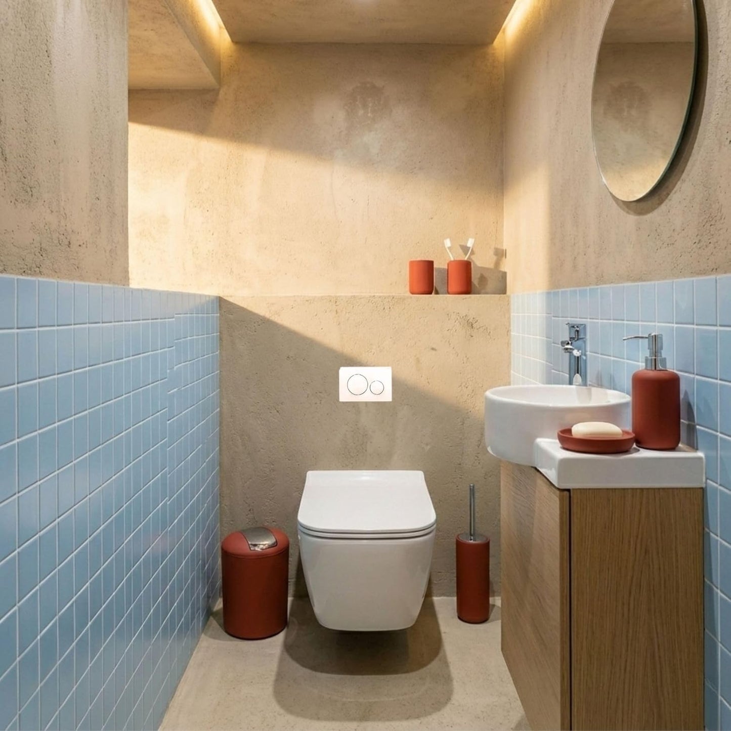 6-teiliges Badezimmer-Zubehörset, Rot