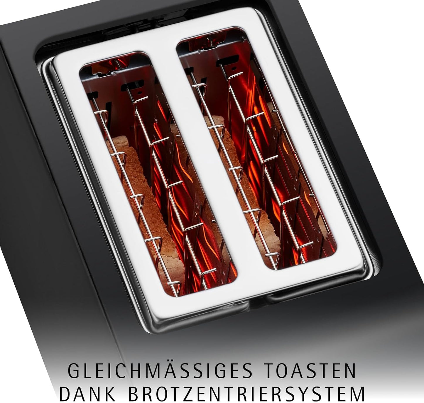 Doppelschlitztoaster Stelio mit Brötchenaufsatz und Bagel-Funktion, Schwarz