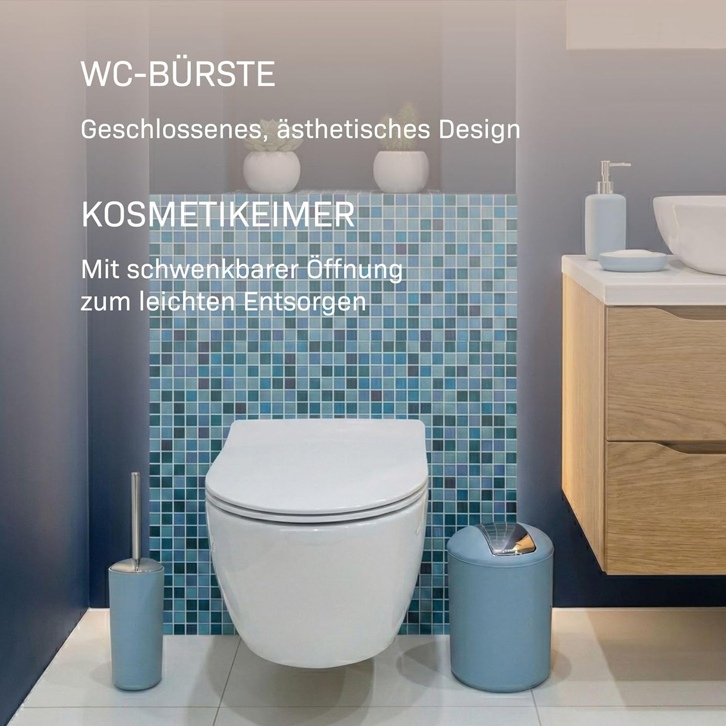 6-teiliges Badezimmer-Zubehörset, Hellblau