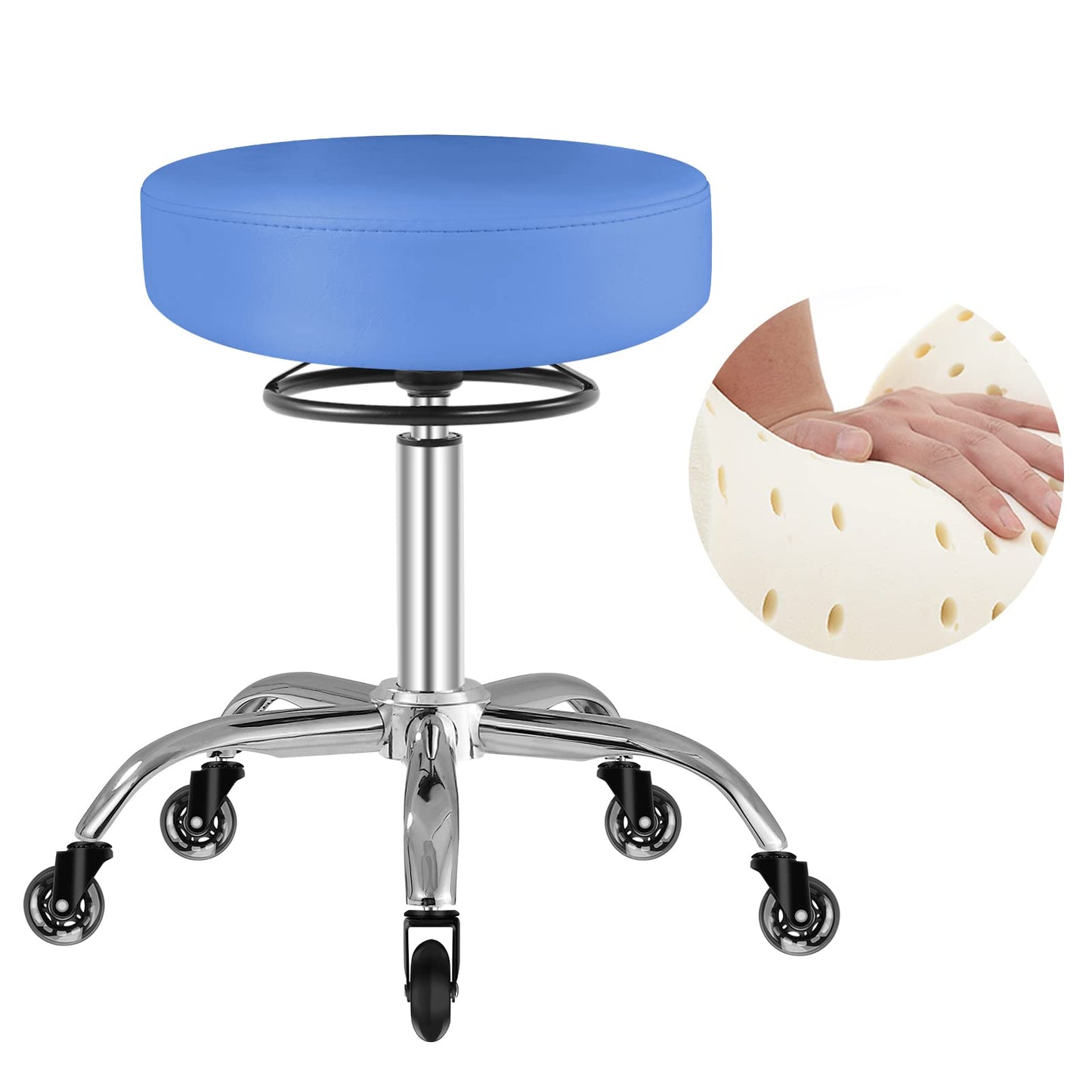 Höhenverstellbarer Rollhocker, Blau
