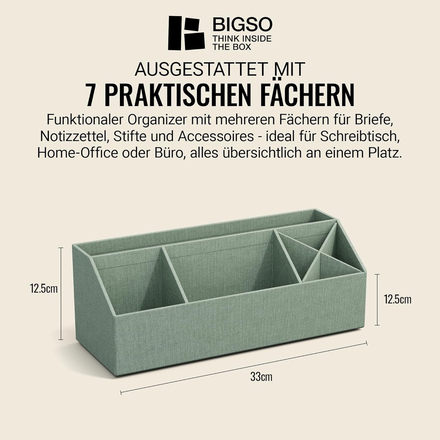 Schreibtisch Organizer Elisa mit 4 Fächern, Mintgrün