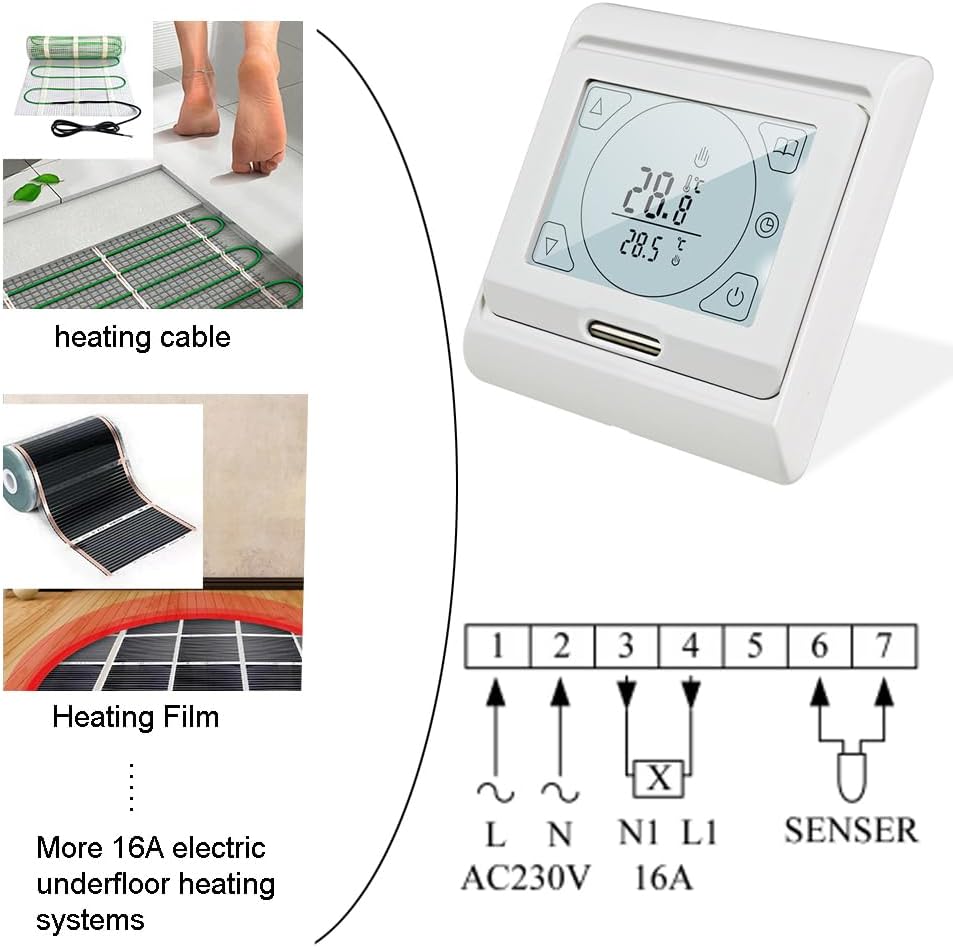 Digital Thermostat, 16A Elektrische Fussbodenheizung