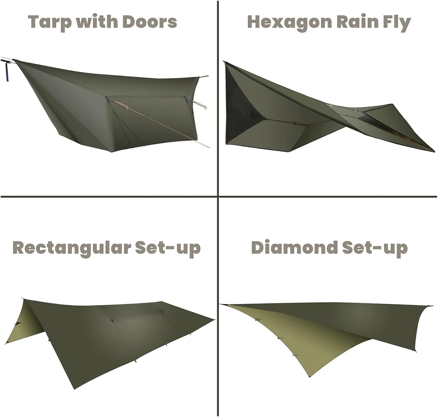 Hängemattenplane mit Türen, Od Green 3,6x3m