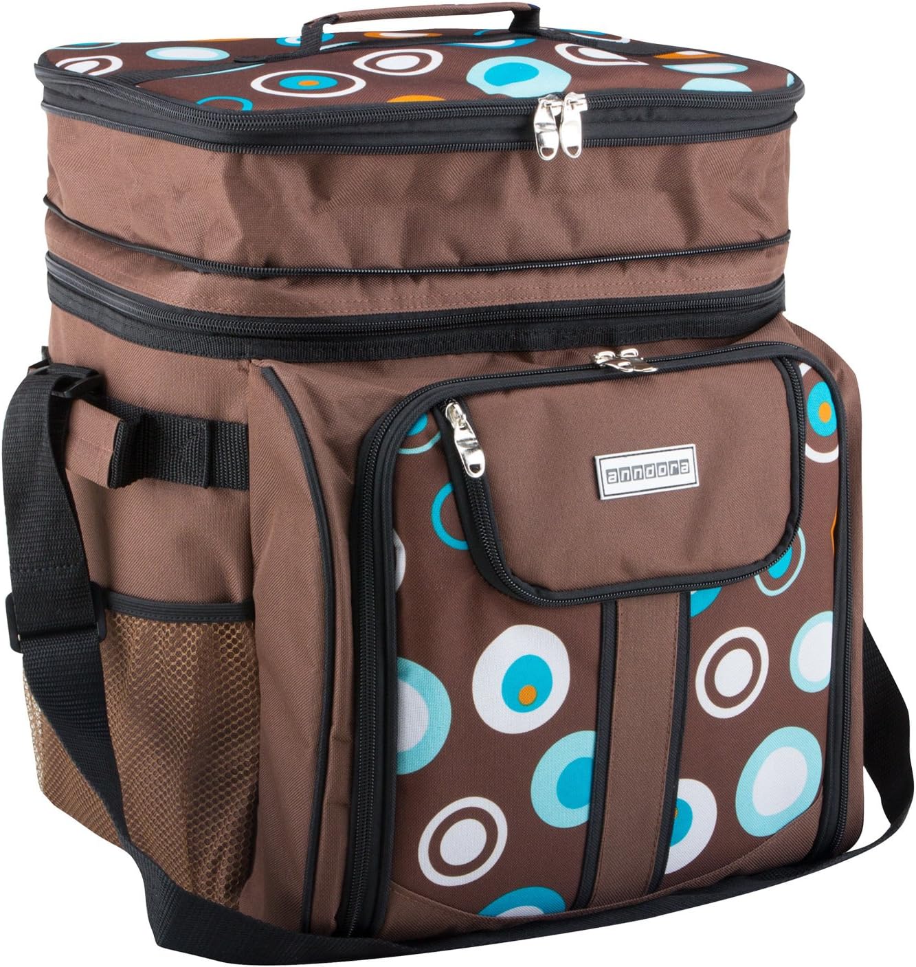 Picknicktasche mit Kühltasche und Zubehör, Braun
