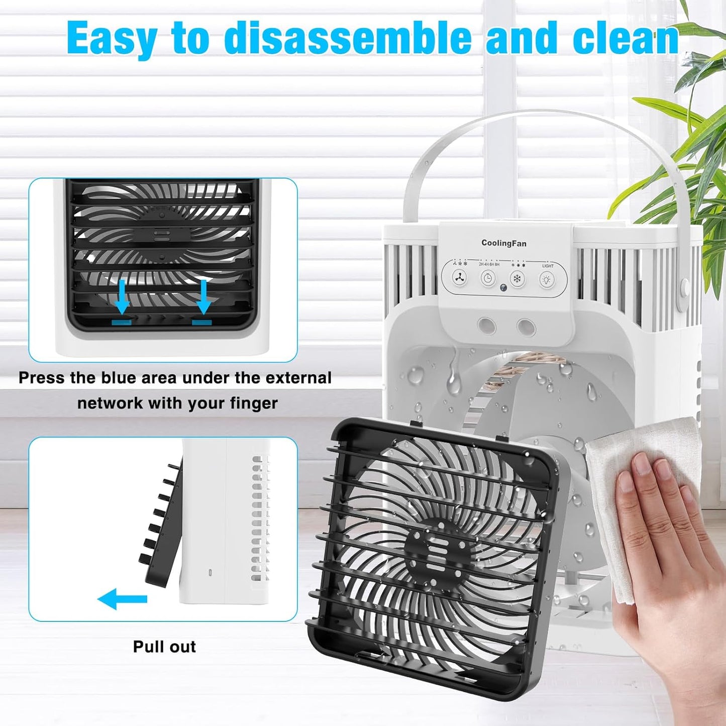 4-in-1 Klimaanlage mit Timer & LED-Licht, Weiß
