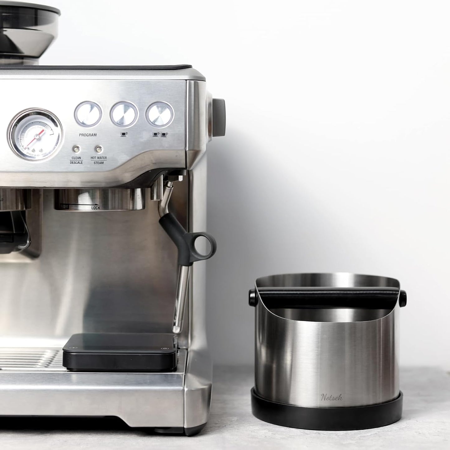 Abklopfbehälter für für Delonghi Sage Ninja Siebträgermaschinen, Silber