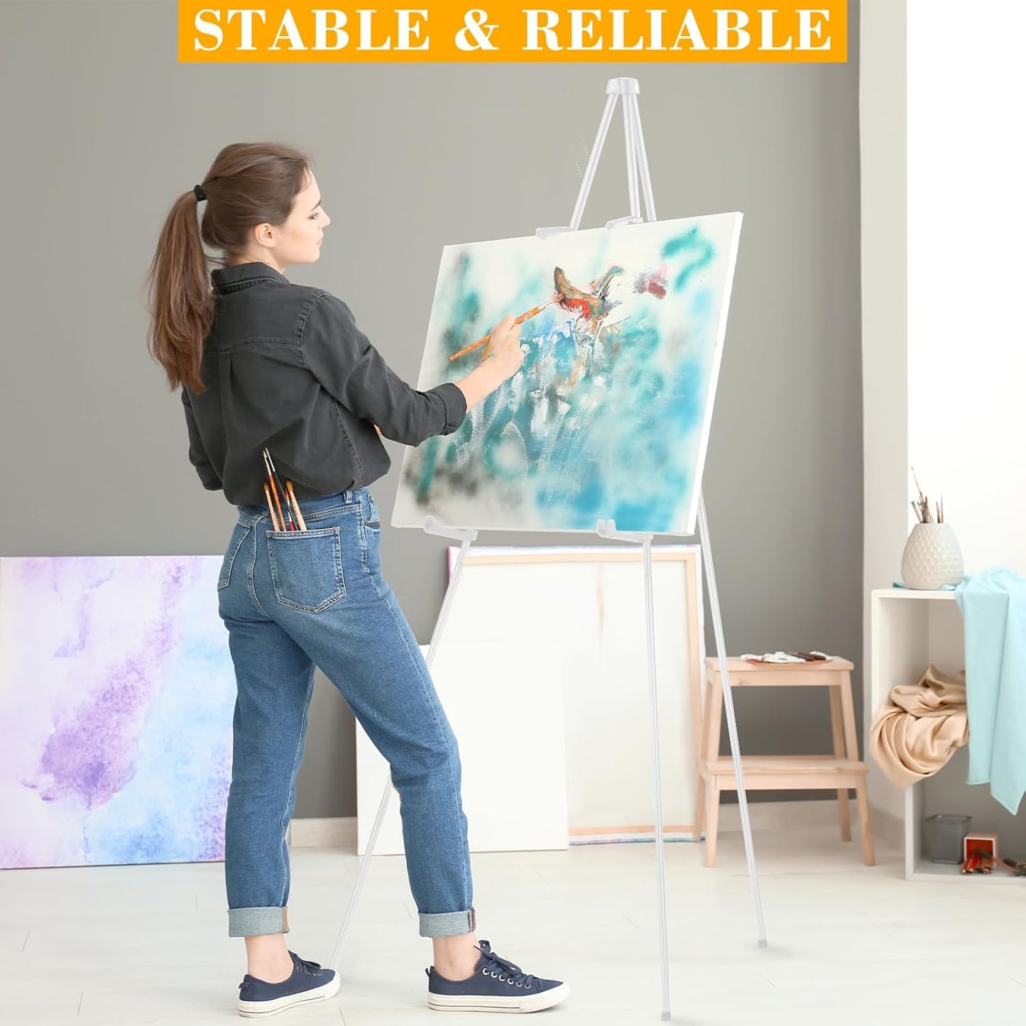 Verstellbare Staffelei für Leinwand & Poster, Weiss