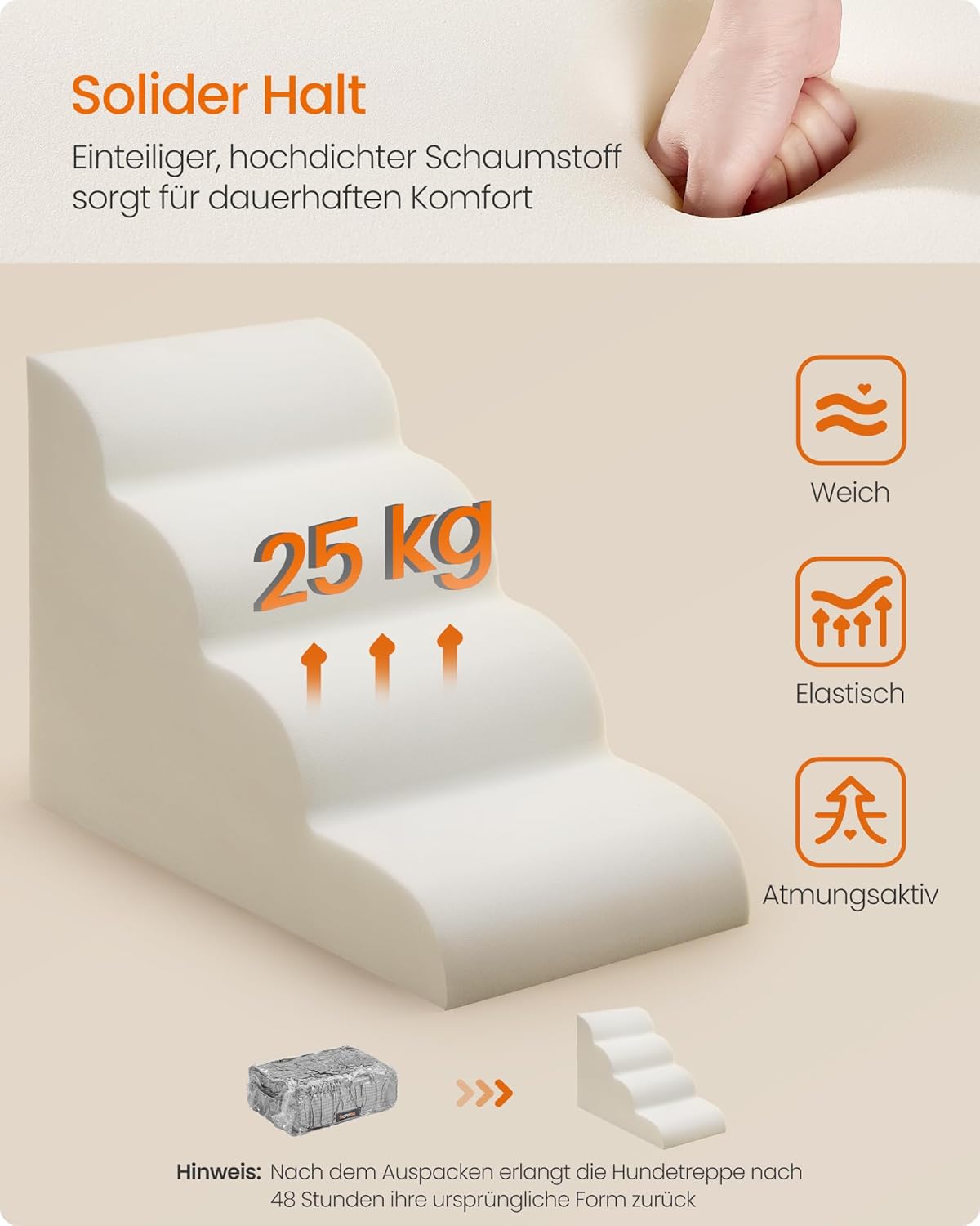 Rutschfeste Haustiertreppe mit 4 Stufen, 4 Stufen (72T cm)
